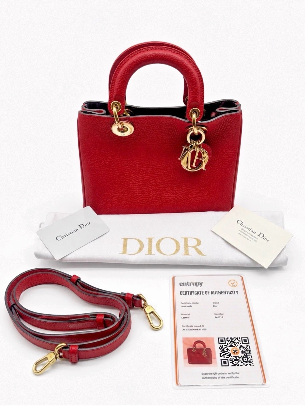 Christian Dior Small Diorissimo Red Calfskin Leather Crossbody Bag Gold HW